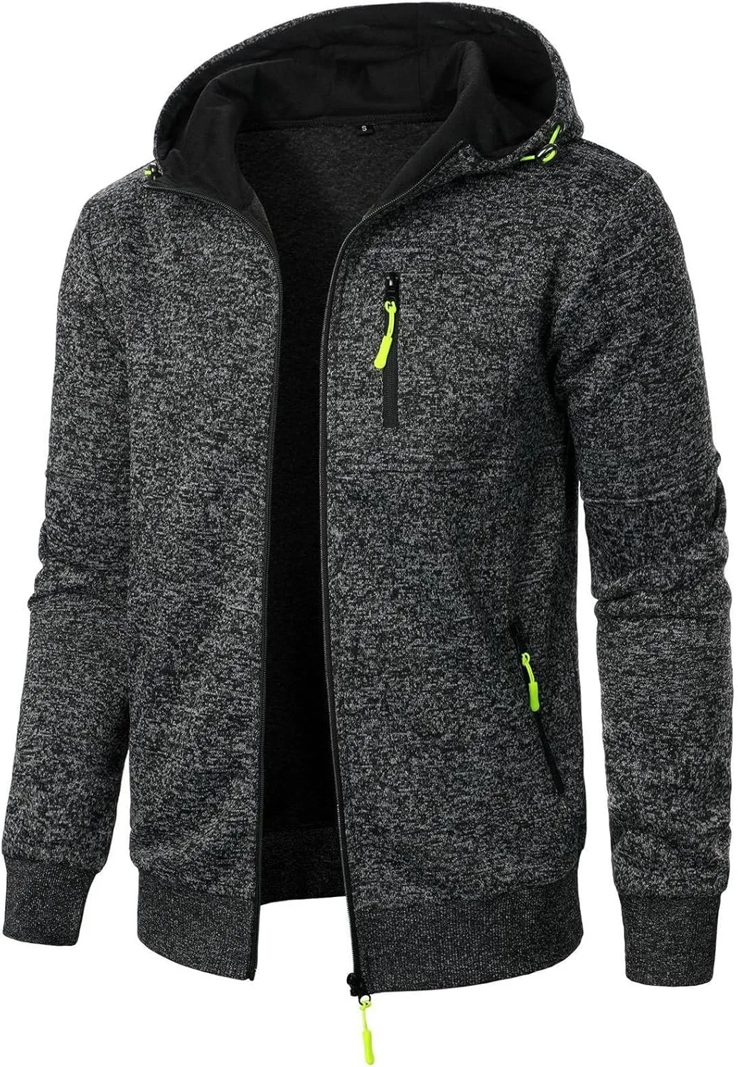 Zip Up Hoodie Men Full-Zip Fleece Lined Sweaters Knit Regular Fit Casual Sweater Hooded Coat wiht Pocket